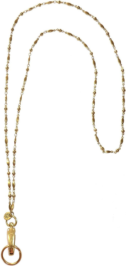 Hidden Hollow Beads Stainless Steel Lanyard and Badge Holder, 34 inches, Made in USA, Non-Breakaway Option