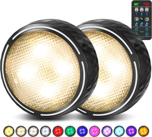 TECOMLIGHT LED Puck Lights with Remote Control, Battery Operated Wireless Closet Lights,
