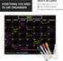 Black Magnetic Calendar for Refrigerator - Dry Erase Calendar for Fridge – For Family, Kids, Workout, Menu Planner – 12 x 16in - Includes 4 Markers and Spray Bottle (Black) by XOXO Parents