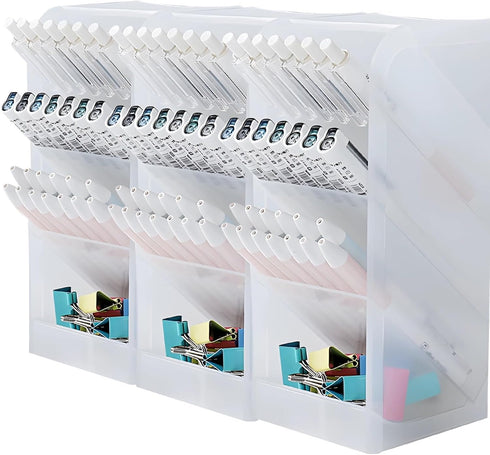 Generic 3-Piece Set 3 Desk Organizer With Tilted Storage, Clear Plastic Makeup Brush & Art Supply Holder