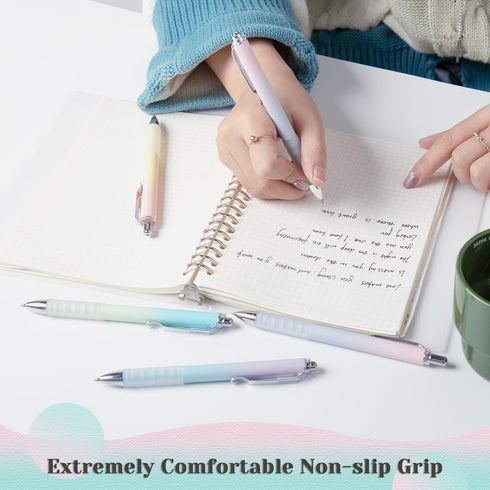 Gel Pens Medium Point 0.7mm Black Ink, Retractable Cute Pens for Smooth Writing, Pack of 12