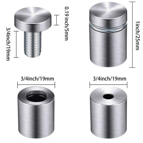 Pelopy 8 Pcs Sign Standoff Screws, Stainless Steel Wall Mounts for Glass Acrylic Nail
