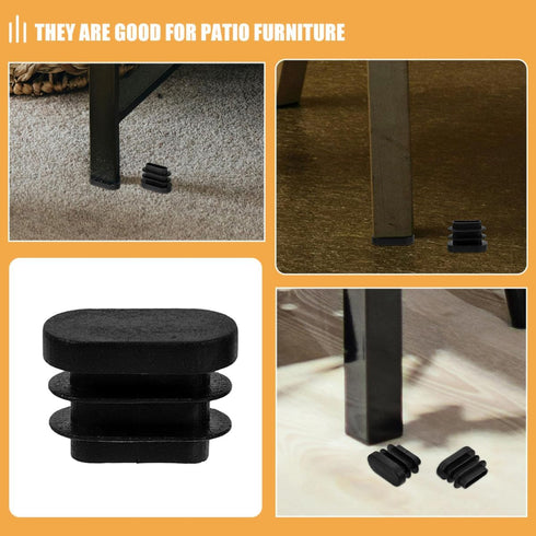 30pcs Zerodeko Oval Plastic Chair Leg Plugs and Table Leg Protectors Black Furniture Covers Tube End Caps for Floor