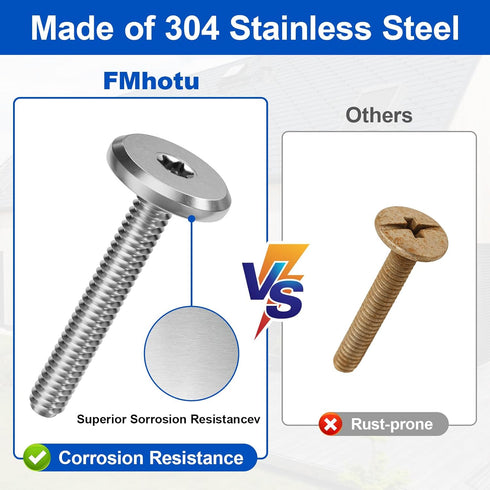 FMhotu 304 1/4" 1/2", 100-Pack Combo Sidewalk Screws Bolts, Stainless Steel Hurricane Shutter Hardware Rust-Resistant