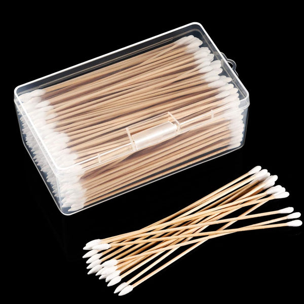 Norme 300 Pieces Cleaning Swabs - 6 Inch Caliber Round/Pointed Tip Wooden Handle Swabs for Jewelry Ceramics Electronics