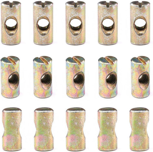 Hilitchi 20-Pcs M6 Pozidriv Slotted Barrel Nuts - Cross Dowels Slotted Nuts for Furniture, M6 x 20mm