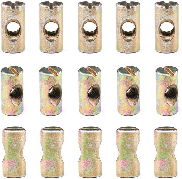 Hilitchi 20-Pcs M6 Pozidriv Slotted Barrel Nuts - Cross Dowels Slotted Nuts for Furniture, M6 x 20mm