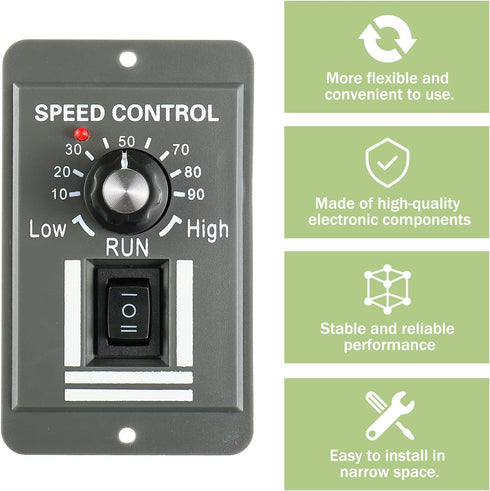 DC 12-60V Motor Speed Controller, 20A Adjustable PWM Switch for Electric Motor Speed Regulation