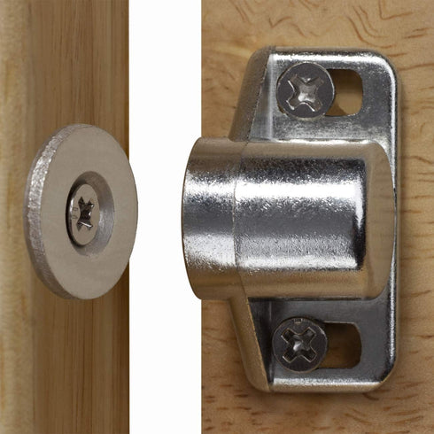 ZFBB 4 Pack Magnetic Cabinet Door Catch with Magnets for Kitchen Closet Door Closing (Silver)