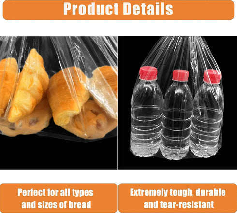 Homrelaxy 500Pcs 550 18 8 4 Inch Plastic Bread Bags for Homemade Bread and Ties, x x Reusable Clear Loaf Bags