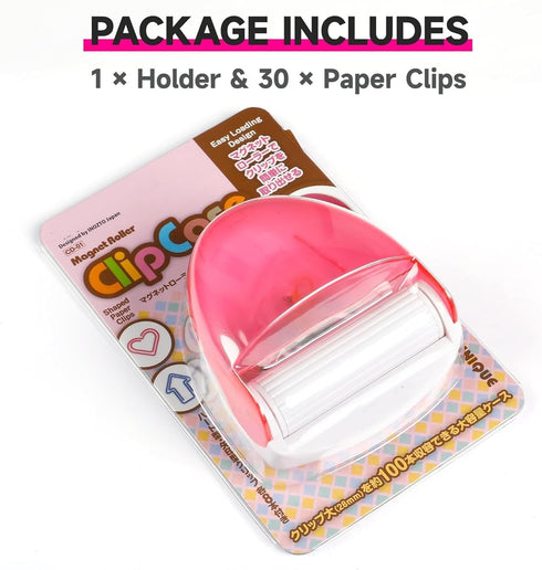 Paper Clip Holder, Magnetic Paper Clip Holder for Desk with Gold Paper Clips, Cute Office Supplies, Pink
