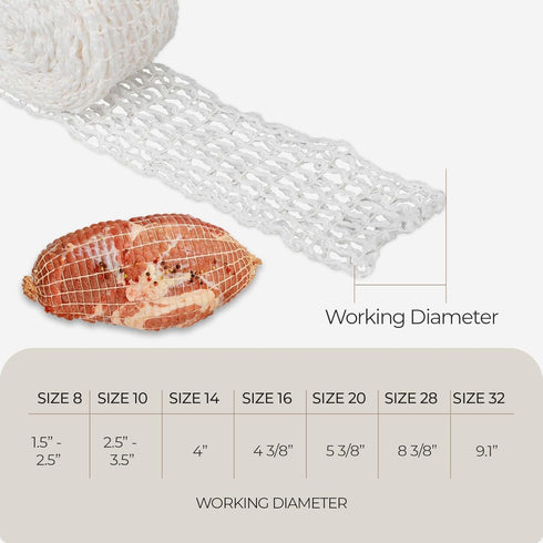 50ft 10, Summer 2.5-3.5" The Sausage Maker Meat Netting Roll Size Elastic Butchers Twine Cooking String Food Net