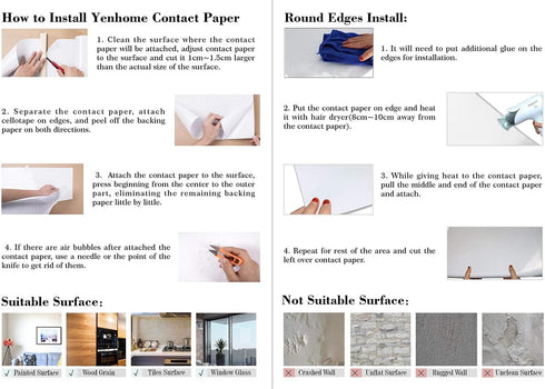 Yenhome 24"x118" Brown Wood Contact Paper, Peel and Stick Vinyl Wrap for Countertops, Waterproof Wood Wallpaper
