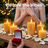 5plots 3D Set 3, D3 H4 5" 6" Glass Battery Operated Gold Flameless Candles with Remote Timer, Wick Real Wax Pillar Led