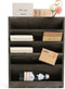 Vintage Rustic Wooden 5 Slot Wall Mounted Document Filing Organizer, Distressed Torched Wood Magazine Rack, Mail Holder