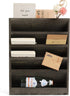 Vintage Rustic Wooden 5 Slot Wall Mounted Document Filing Organizer, Distressed Torched Wood Magazine Rack, Mail Holder