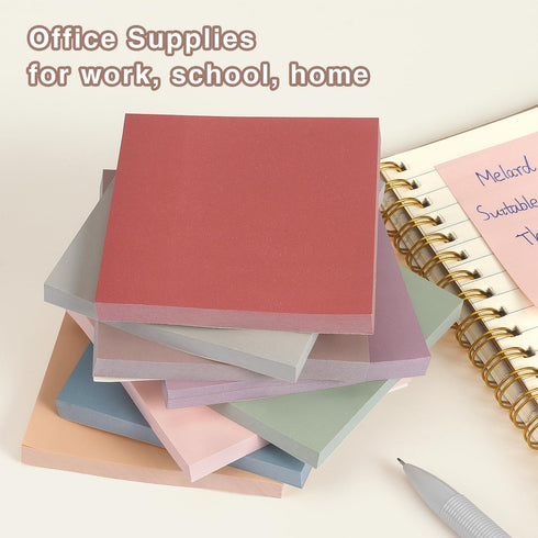 Sticky Notes 3x3 Self-Stick Pads with 8 Morandi Colors, Easy to Post for Office, School, Home, 8 Pads/Pack