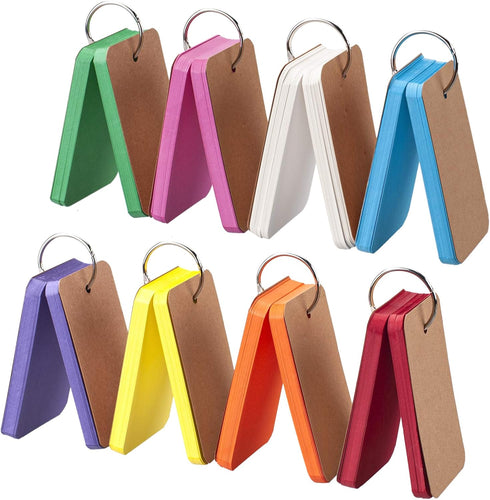 Blank Flash Cards with Ring for Studying, Colored Index Cards with Ring