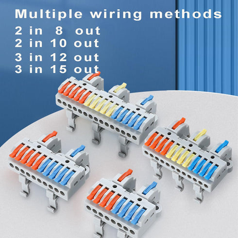10 Pcs DIN Rail Terminal Blocks, 28-12AWG Quick Wiring Cable Connector for DIY Push-in Conductor