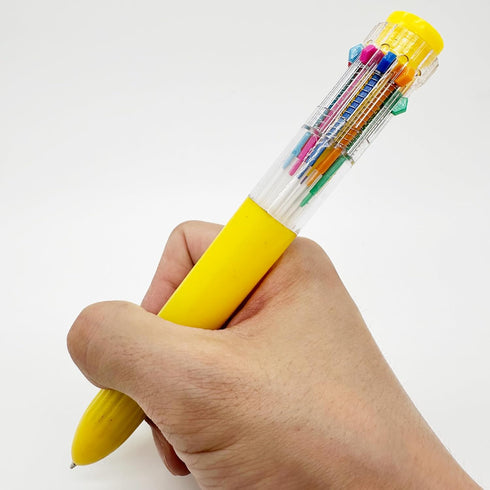 HeTaoCat Multicolor Pens 3 Pack, 0.5mm 10-in-1 Retractable Ballpoint Pens, 10 Colors Transparent Barrel for Office