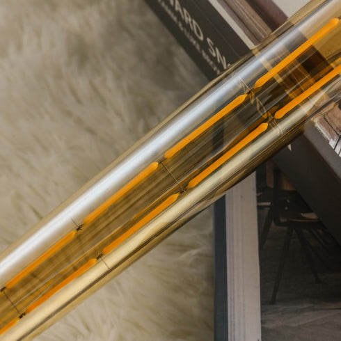 Leools T300 LED Long Bulbs, 12W Dimmable Tubular Bulb, 100 Watt Equivalent, Amber Glass, 2700K Warm White, 4-Pack.