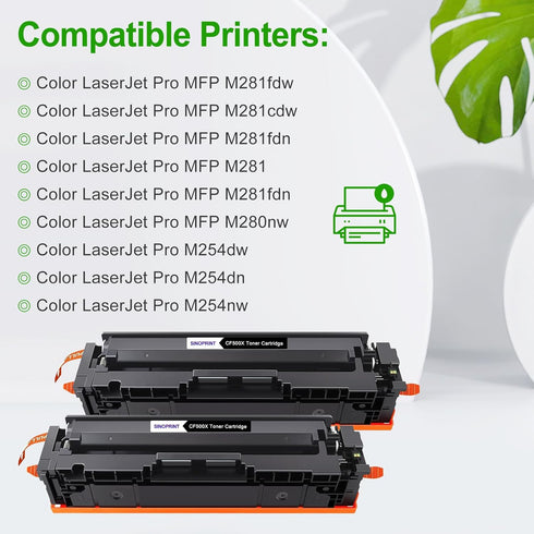 Toner Cartridge Replacement for HP 202X CF500X, 2 Packs Black for Pro MFP M281 Series