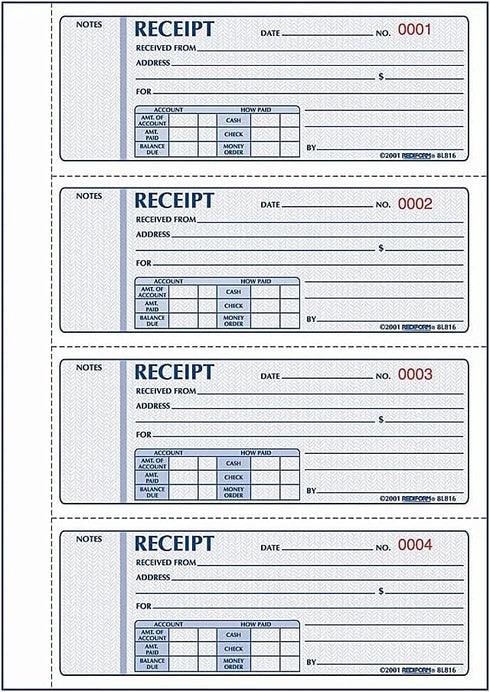 Rediform 8L818 2 3/4 7 200 Sets/Book Money Receipt Book x Carbonless Triplicate
