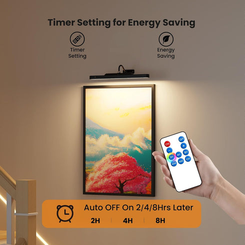 Dimmable 16n, 5000mAh 95+ 350LM Cordless Picture Light for Wall Rechargeable Battery Wall Sconce Art Light, CRI Wall