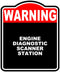 Engine Diagnostic Scanner Station Warning Red Black Aluminum Composite Sign 15 x
