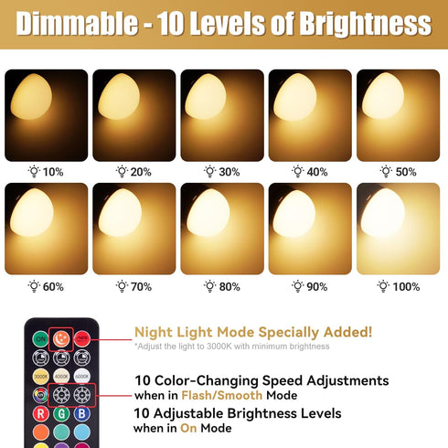 Yochoice Bulb Dimmable A19 Bulb 9 3 Bulb Non-Hardwired2 Pack Rechargeable Battery Operated Light with Remote Control