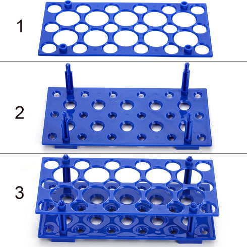 Lawei 6 Pack 28 Well Test Tube Rack: Detachable Plastic Stand for 10ml / 15ml / 50ml Tube, Blue and Orange