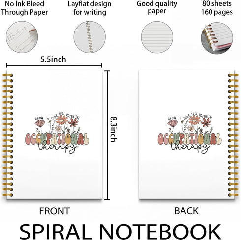 Occupational Therapy Spiral Notebook, 5.5×8.3, 160 Pages, Occupational Therapist Gifts