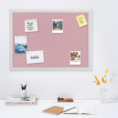 Navaris Framed Fabric Bulletin Board - 18 x 24 inches Plush Jewelry Organizer Pinboard for Wall