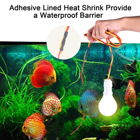 XHF Black&Red 1 Inch 8Ft 3:1 Waterproof Heat Shrink Tubing Roll Marine Grade Adhesive Lined Tube