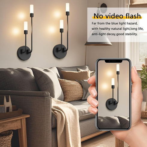 3000K G9 Bulb) Tipace Modern Wall Sconce,LED Black Wall Light Fixture Bathroom Vanity Light Fixture with Glass