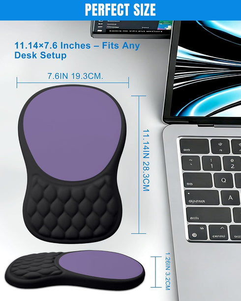 PVIPCZ Ergonomic Mouse Pad with Wrist Rest, Slope Design Memory Foam Support, Smooth Lycra Surface, Non-Slip PU Base