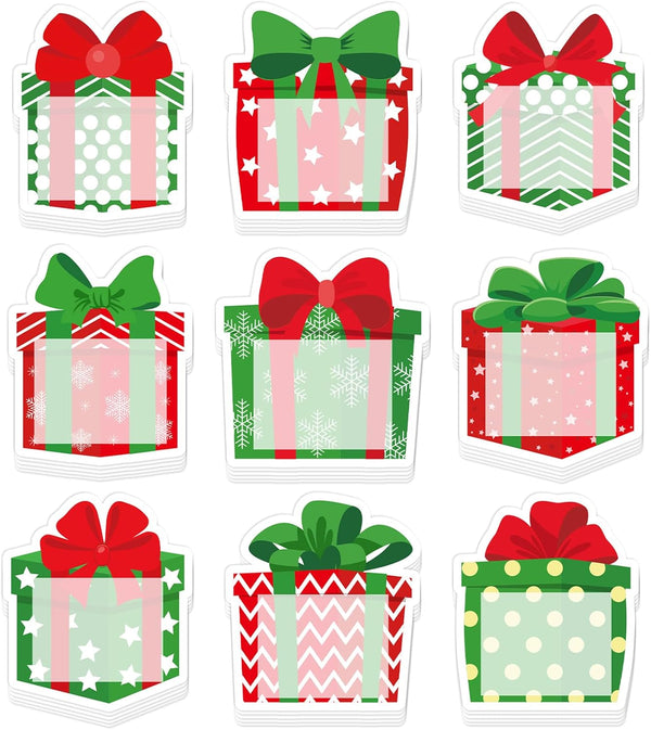 Whaline Christmas Sticky Note Notepad, 9 Designs Gift Box Memo Pad for Xmas Winter Office Classroom Supplies