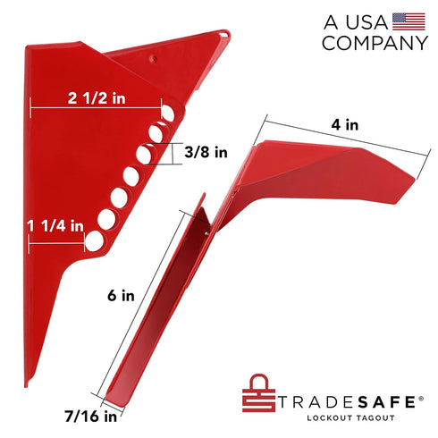 TRADESAFE Standard Ball Valve Lockout - Red Valve Lockout Device for 1-1/4 inch to 2-1/2 inch Pipe Diameter, 7 Lockout Tagout Locks Holes, Tamper-Proof, Impact-Resistant, Quick Installation