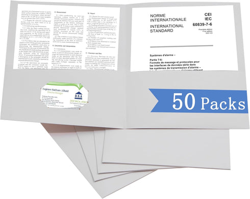 Zzrywuty 50 Packs Two Pocket File Folders, Textured Paper, Letter Size, Holds 100 Sheets for School, Office, Business,