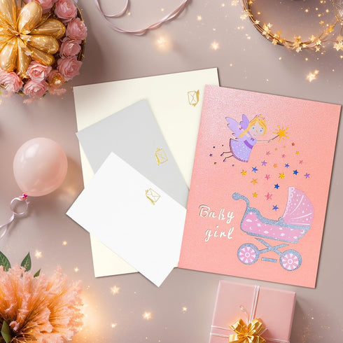 Pop-Up Congratulations Card for New Baby Girl