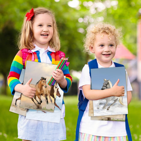 Horse Decorative File Folder Set, 2-Pocket Folder Set with 6 Designs, Laminated Folder for Teachers Students School