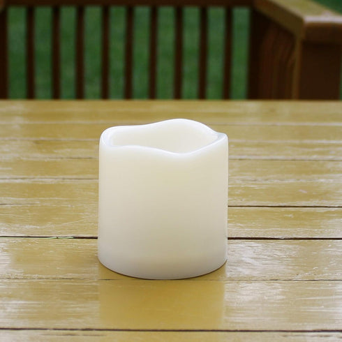 2 Set 3x3 Inches Waterproof Outdoor Battery Operated Flameless LED Pillar Candles with Remote Flickering Plastic