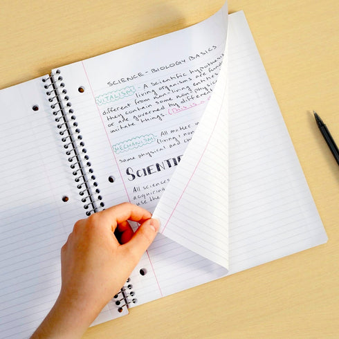 Five Star DuraShield Notebooks, 4 Pack, 1-Subject, Wide Ruled Paper, 10-1/2" x 8", 100 Sheets, Black, Red, Electric