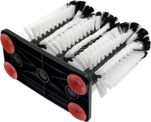 3 Bonsicoky Glass Washer Brush Cleaner Bristle Brush with Brushe Heads & Suction Base for Beer Cup, Long Leg Cup, Red