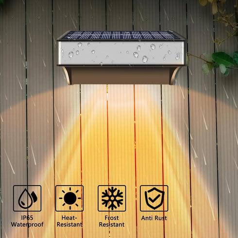 9 IP65 (2 Packs) Solar Fence Lights Outdoor,Step Lights Solar Powered with Lighting Options, Waterproof, Deck Light