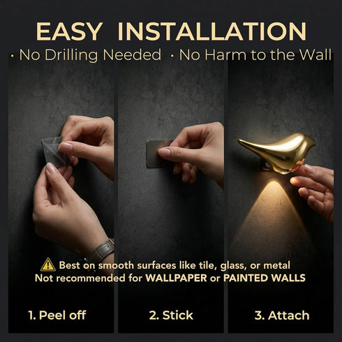 2-Pack Golden Motion Sensor Night Light, Rechargeable Magnetic Wall Lamp, Wireless LED Bird Wall Sconce, Warm Soft Glow