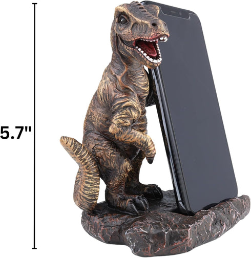Needzo Desk Holder Cradle Cell Phone Stand, Resin Dinosaur Office Decoration, 5 x 3.75 x 7 Inches