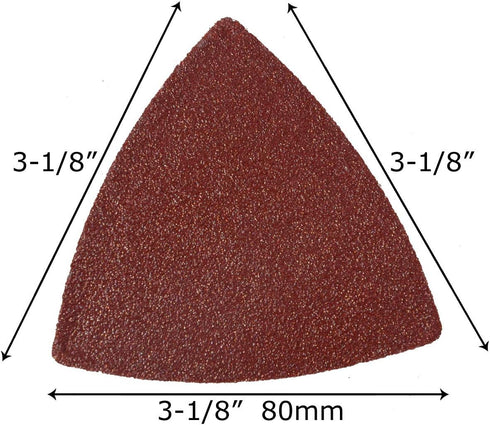 Triangular Oscillating Multi Tool Sanding Pads 3-1/8 Inch 80mm Assorted Grit 60/80/100/120/240 Grits Pack of 55 Pcs No.XG5501 by XXGO