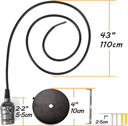 6 Packs 3.6 Bulb, 6Mini E26 ACBungji FT Pendant Light Kit for Edison Hanging Lighting Fixture DIY with Industrial