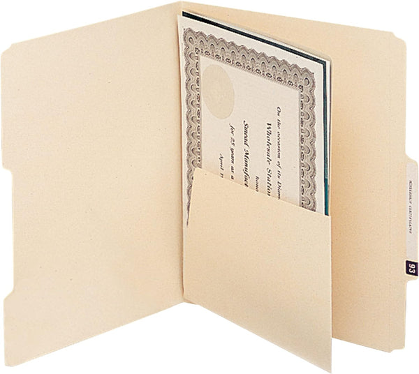 Smead Manila Self-Adhesive Folder Divider with Pockets, 25 per Pack, Letter Size, Manila (68030)
